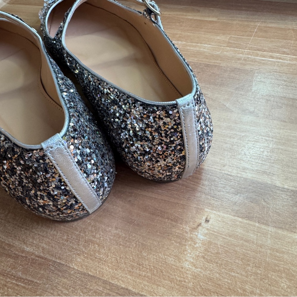 J.Crew Mary Jane flats embellished silver,bronze glitter & rhinestones size 8.5 - Picture 5 of 12